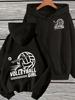 Girls Zip Up Hooded Jacket Volleyball Girl Player Graphic Long Sleeve Casual Sports Hoodie For Teen Girls Training Daily Outfit