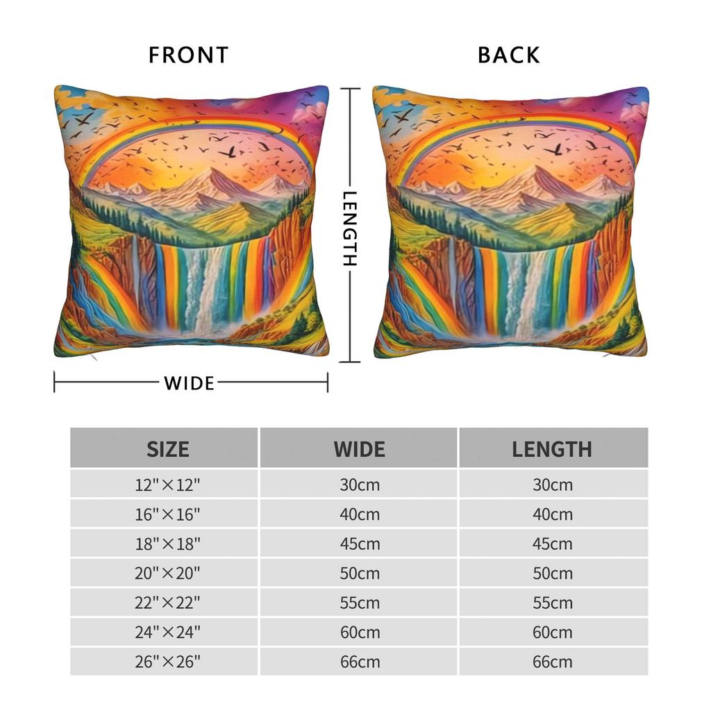 Rainbow Waterfall Art Pillow Cover  Square Cushion Cover Cute Funny Pillow Case For Living Room Chair