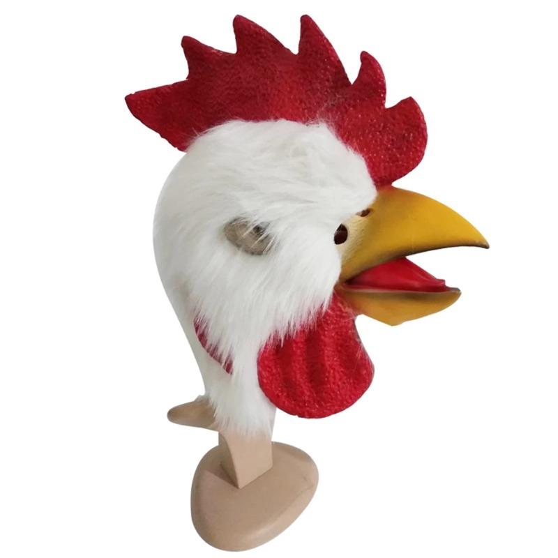 Plush Rooster Mask - Halloween Animal Headgear Cosplay Costume Accessory for Parties Dances Stage Makeup Ideal for Theme Events