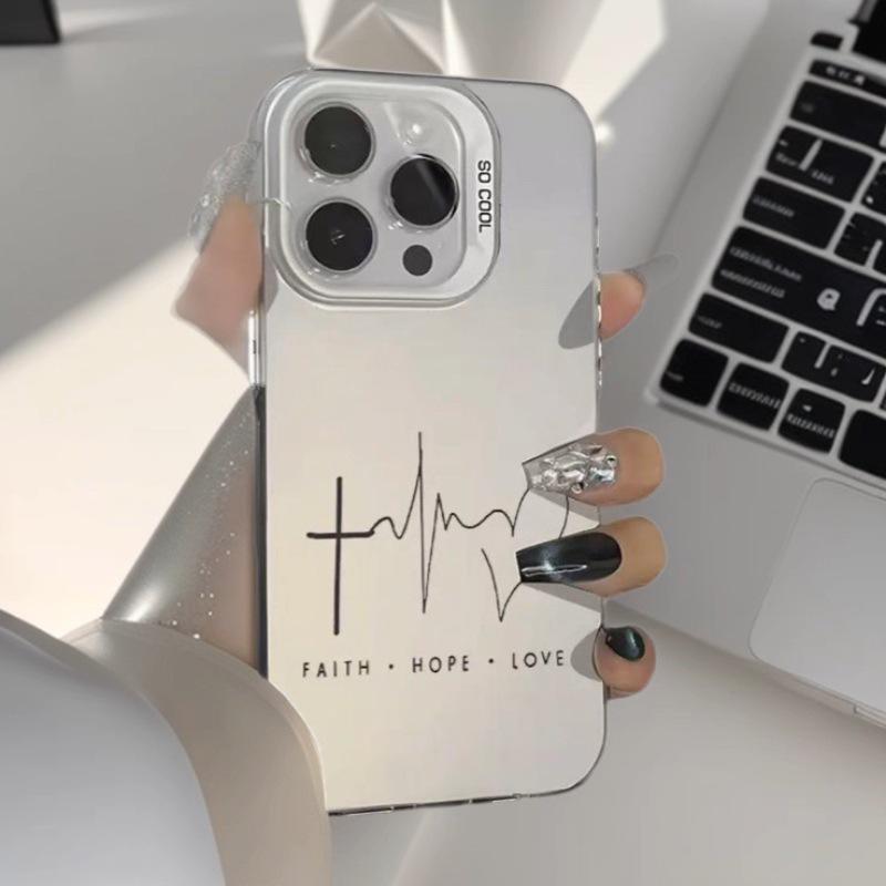 

European American Style Heart ECG Phone Case for iPhone 13/14/15/16/17ProMax - Energetic Cross-Border Design Xs