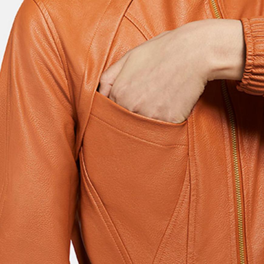 Jordan Court-To-Runway Casual Stand Collar Zipper Solid Color Jumpsuit Women Jumpsuit Yellowish-brown CW6476-231