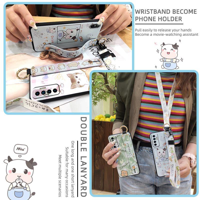 Protective Wristband Phone Case For Tecno Camon17P Kickstand Back Cover Ring Anti-knock Anti-dust Fashion Design Cute