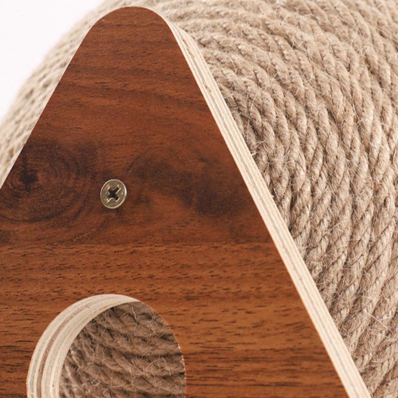 Houten Krabpaal met Bal – Sisaltouw Kattenklauw Slijper, Duurzaam Interactief Speelgoed voor Binnenkatten, Beschermt Meubels