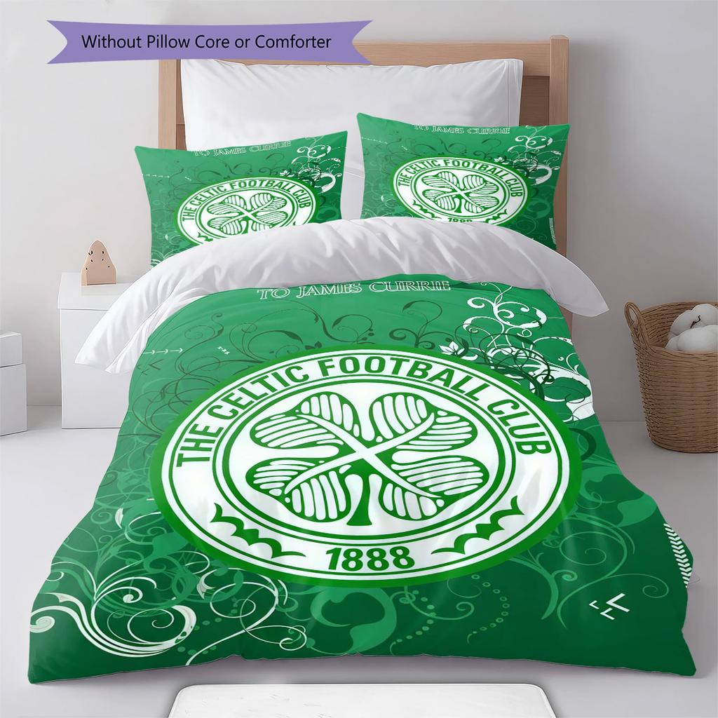 Ensemble de couette Celtic Football Club Housse de couette Taie d'oreiller Décoration de maison Cadeau d'anniversaire (1 housse de couette + 2 taies d'oreiller, sans garniture.)