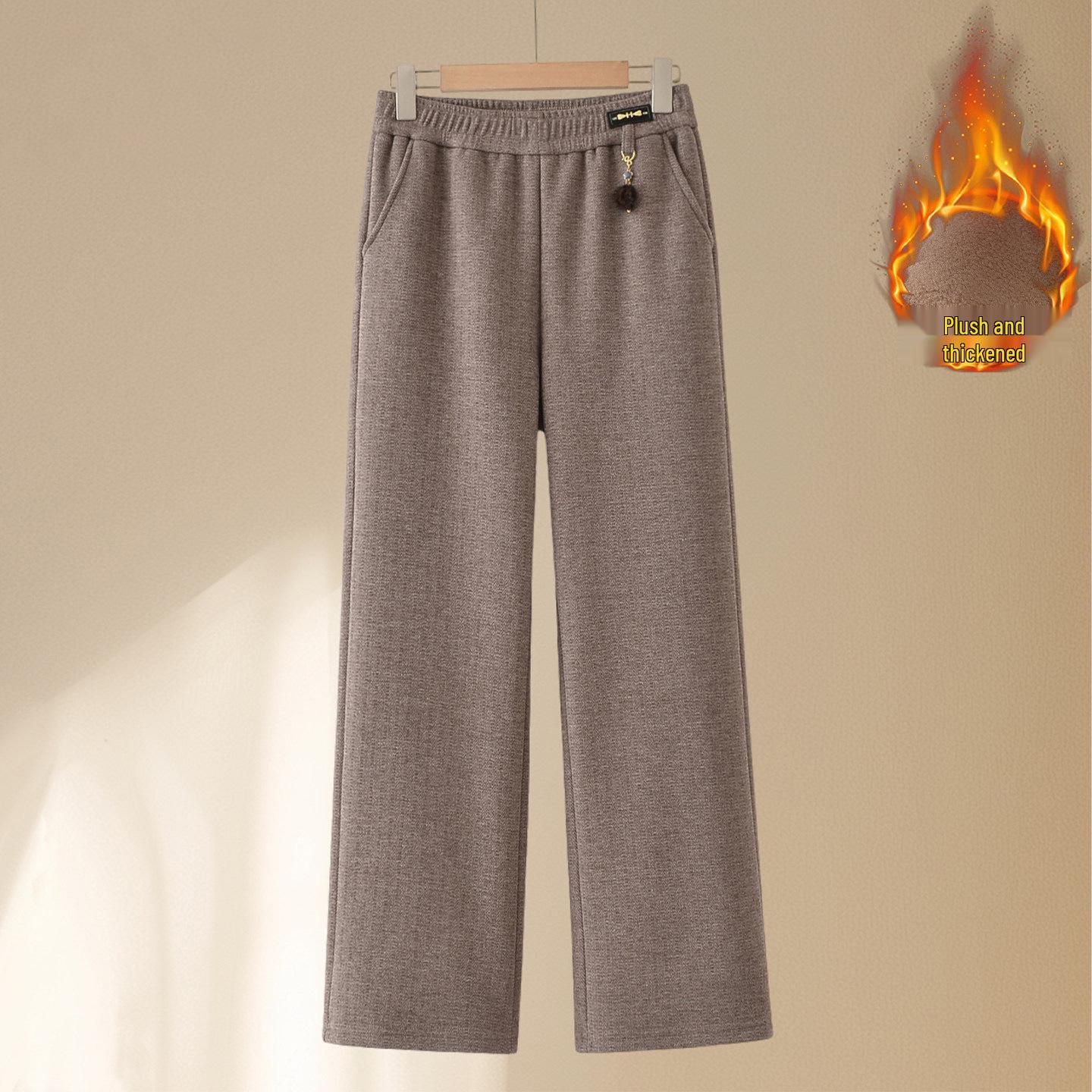 

Elegant Black Wool Pants for Elderly Women - Loose-Fit, Plus Velvet, Thickened for Autumn and Winter 2XL - 105-120 kg