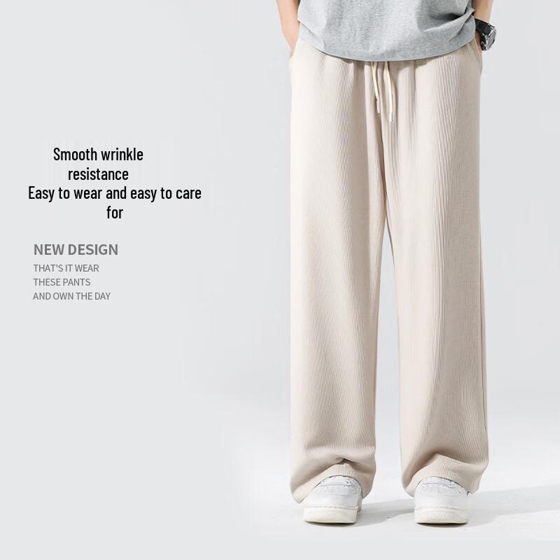 JEANSWEST LIFE Men's Waffle Knit Loose Fit Straight-Leg Casual Pants