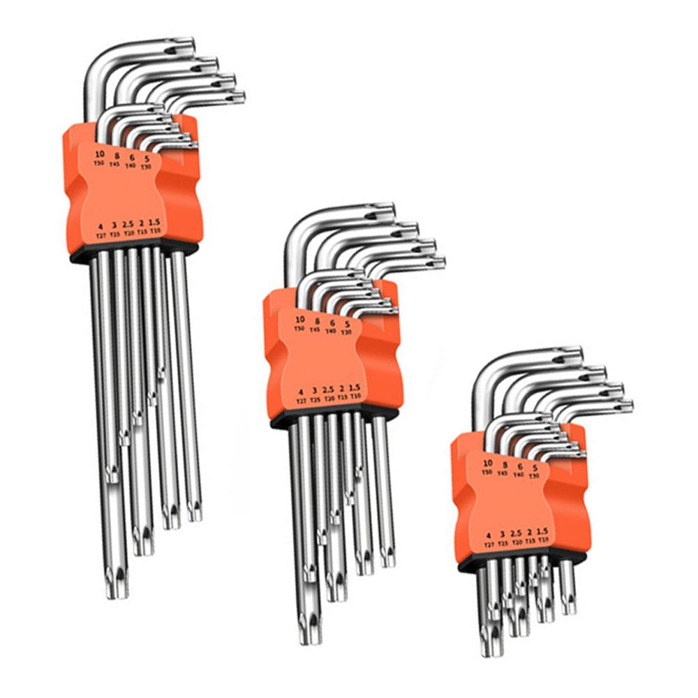 9Pcs Torx Star Wrench Kits Set Allen Keys Hexagon Spanner Key Set Plum Blossom Dual End L Type Star Screwdriver Hand Repair Tool