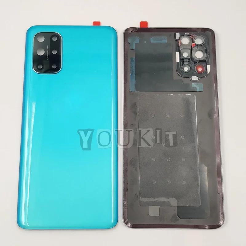 

Стеклянная задняя крышка для OnePlus 8T, жесткая крышка батарейного отсека, задняя панель корпуса с клейким логотипом для объектива камеры Aquamarine Green