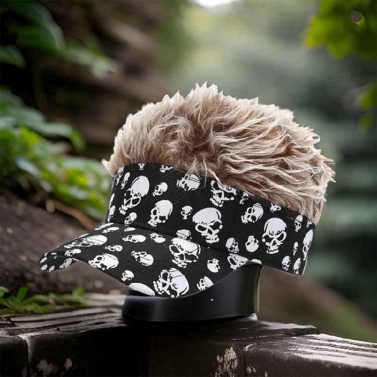 Hairy Baseball Hat Sports Fan Headgear Wigs Prank Cosplay Accessories