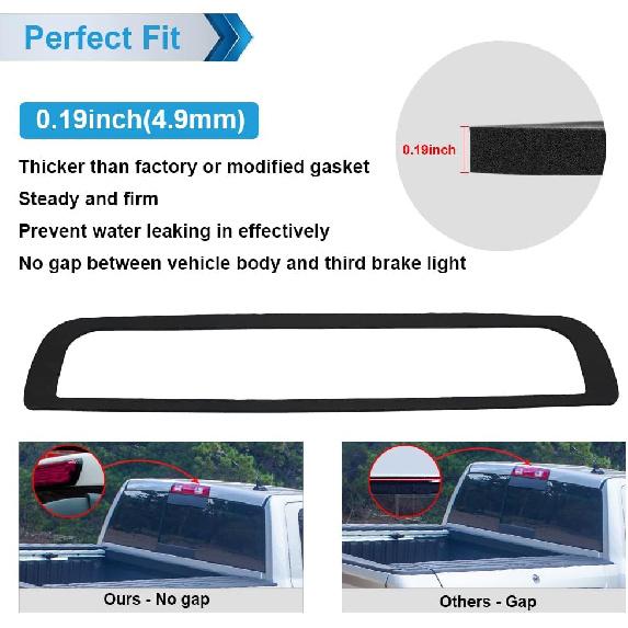 3rd Third Brake Light Gasket Seal Compatible with 2014-2018 Chevy Silverado 1500 GMC Sierra 2500HD 3500HD High Mount Stop Lamp Assembly, Single-Sided