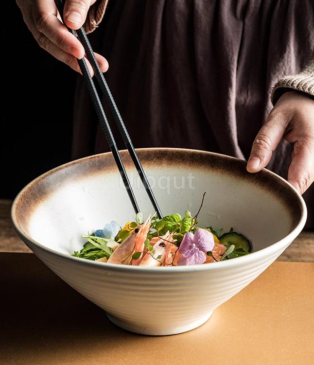 Japanese Noodles bowl restaurant household Spicy large big capacity ceramic soup dumpling bowl Wonton Italian pasta noodles bowl