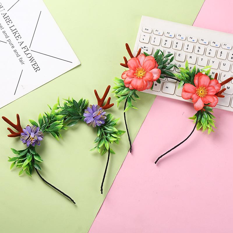 Рождественский ободок с оленьими рогами, заколка для волос, декор для женщин и детей