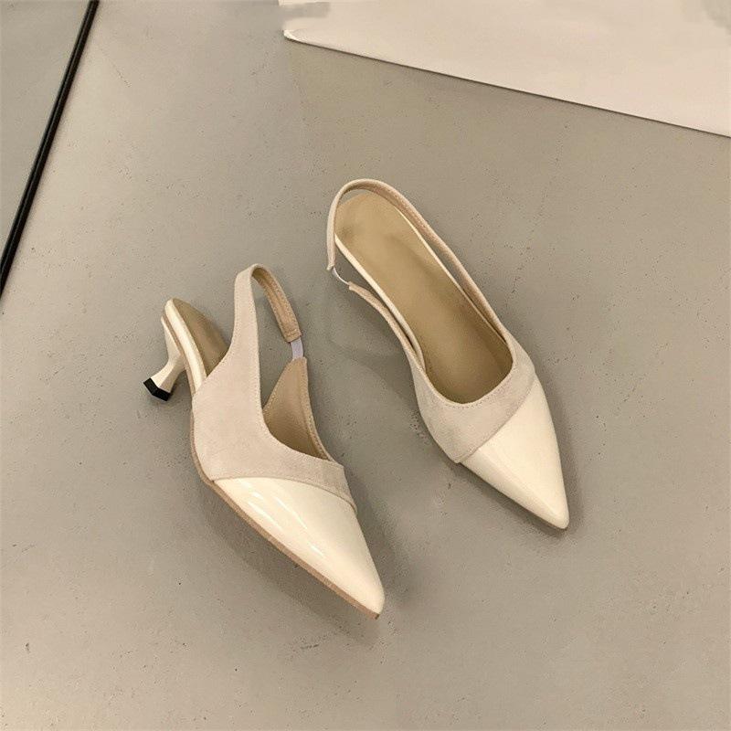 

Красивые туфли-стилеты на высоком каблуке с острым носком, сандалии с головкой сумки, женская летняя юбка, одинарная обувь, новая обувь 39 абрикосовый