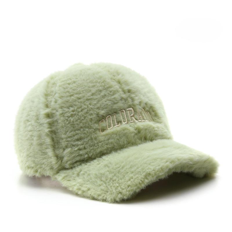 

Шапка Женская Осень и Зима Личность Плюшевая Теплая Вышивка Буквами Кепка Для Улицы Спорт Путешествия Холод Бейсболка зелёный