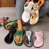 Flat Heel Sandals Women's Summer New European and American Foreign Trade One Line Buckle with Flip Toe Herringbone Beach Large Size Sandals