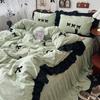 Black Bow Cotton Bedding Set, Princess Style Cute Girl Skin Friendly Soft Duvet Cover, Bed Sheet or Bed Skirt Pillowcase