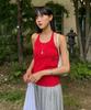 Yulago Ribbed Halter Neck Top