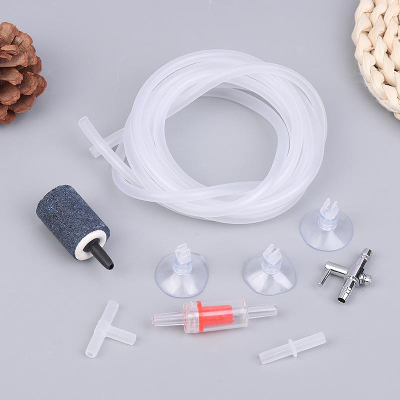 1set Aquarium Air Pump Accessories Kit With Air Stone Bubble Aerator Check Valves Suction Cups Oxygen Tube For Fish Tank Pump