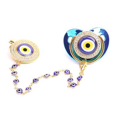 Conjunto Popular de Chupeta Olho Grego com Corrente Anti-Queda para Bebês