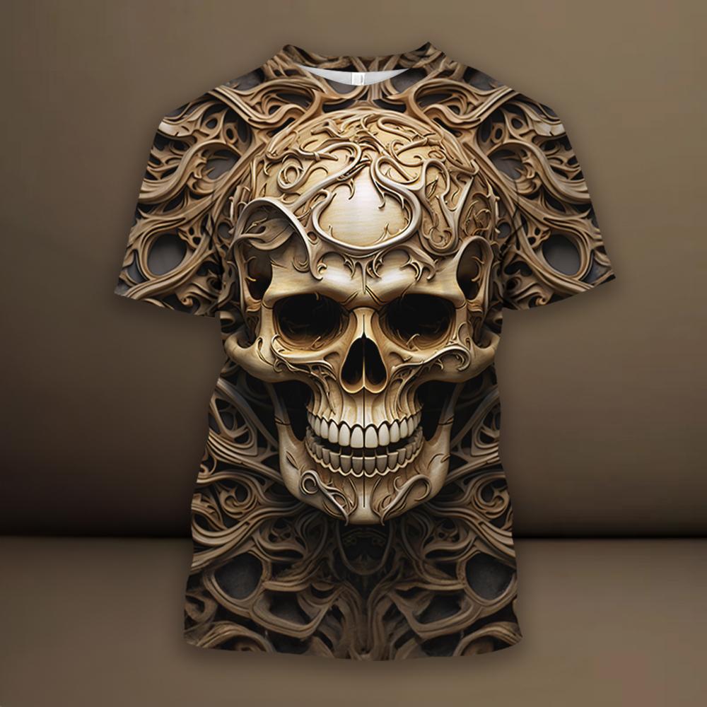 Pánská trička Lebka 3D potisk pavouka Pánské oblečení Street Designer Denní ležérní nošení Krátké rukávy Topy Volná mikina nadměrné velikosti