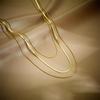 Gold Plated Triple Layer Herringbone Chain Necklace Fashion Jewelry for Women