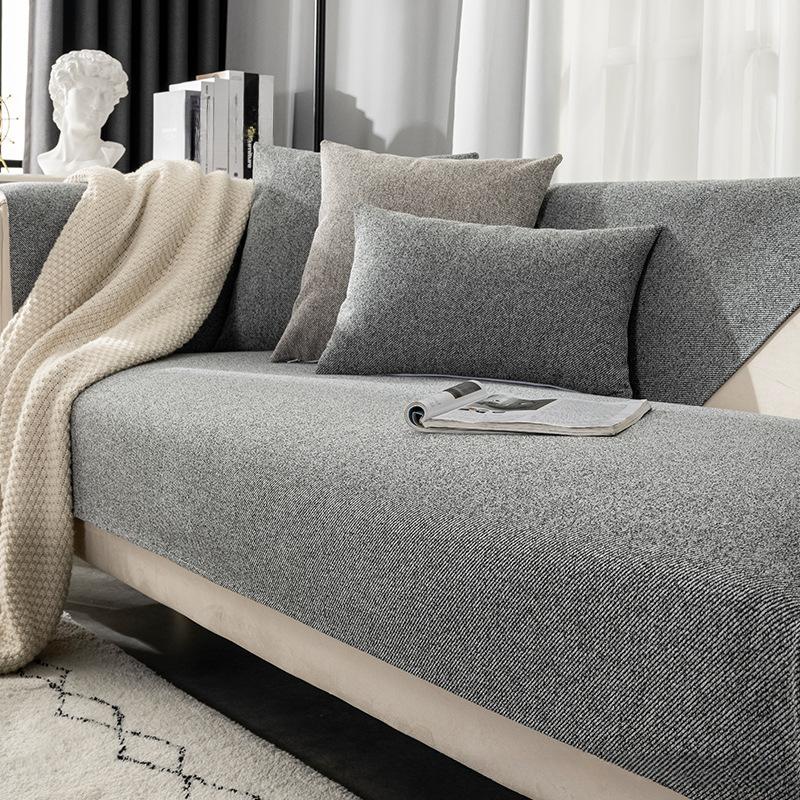 

Подушка для дивана, универсальная нескользящая серая простая тканевая подушка для четырех сезонов, современный светильник для гостиной, роскошная спинка, чехол для дивана, чехол 70*70cm