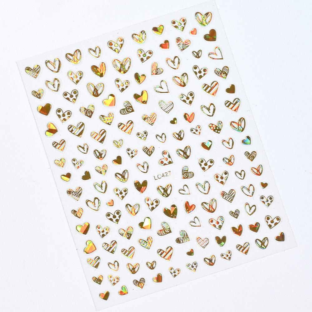 Black Heart-Shaped Japanese Manicure Sticker, Small Fresh Lines Love Striped Nail Decorative Decal