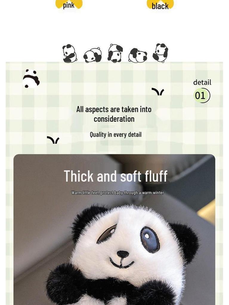 Children's Cartoon Panda Fluffy Slippers for Boys & Girls - Warm Cotton Home Shoes