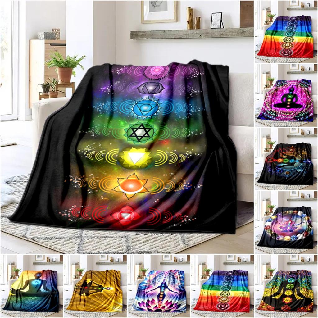 1PC Yoga Elements Printed Blanket, All Season Lightweight Home Office Outdoor Nap Multifunctional Blanket A12