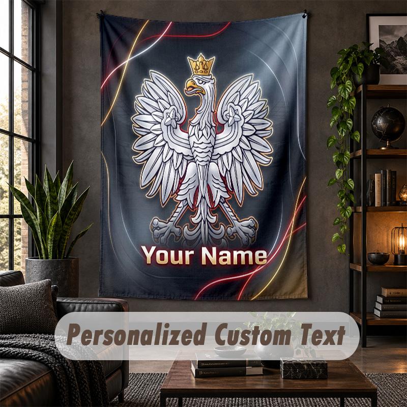 Wall Tapestry Poland Football Print Custom Name Text Wall Hanging Home Decor