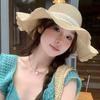 French Style Lace Bow Straw Hat Big Brim Women's Sun Hat Fashion Beach Straw Hat  Girls