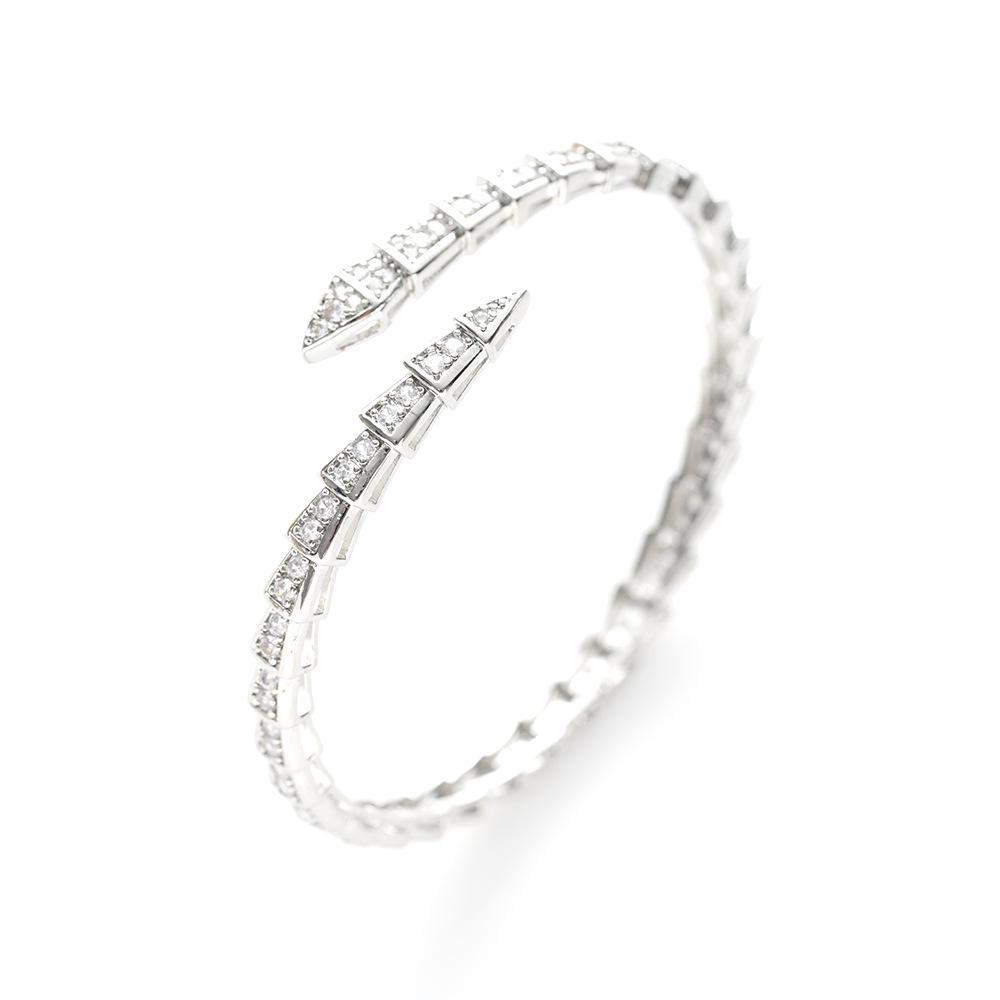 High-End Starry Sky Diamond-Studded Snake-Shaped Open Bracelet