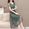 Floral Dress Women Summer A-line Dresses Long V-neck Veil