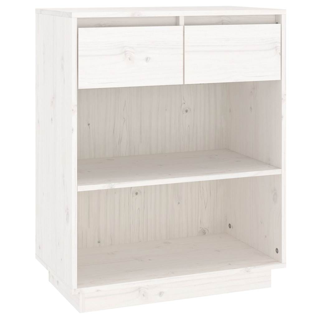 Vidaxl Szafka, Biała, 60X34X75 Cm, Lite Drewno Sosnowe