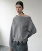 ROCKCAKE Off Shoulder Damaged Knit - Gray
