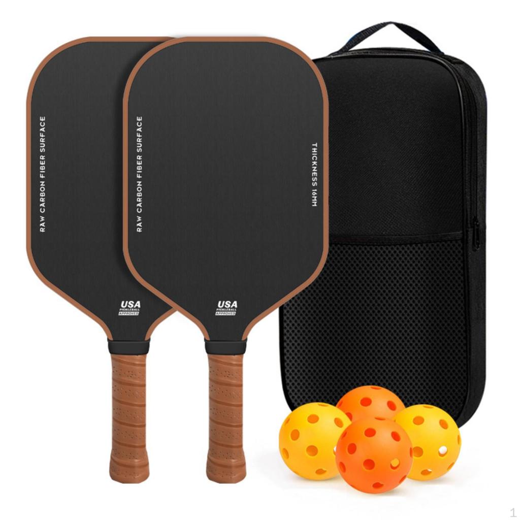 2 Pieces Carbon Fiber Paddles for Pickleball Textured Paddleball Set with Bag Perforated