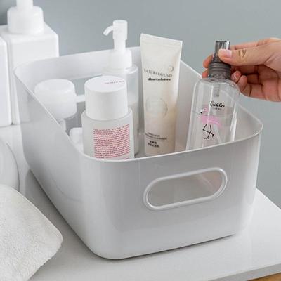 Cesto de armazenamento de plástico estilo nórdico para banheiro, cozinha e mesa