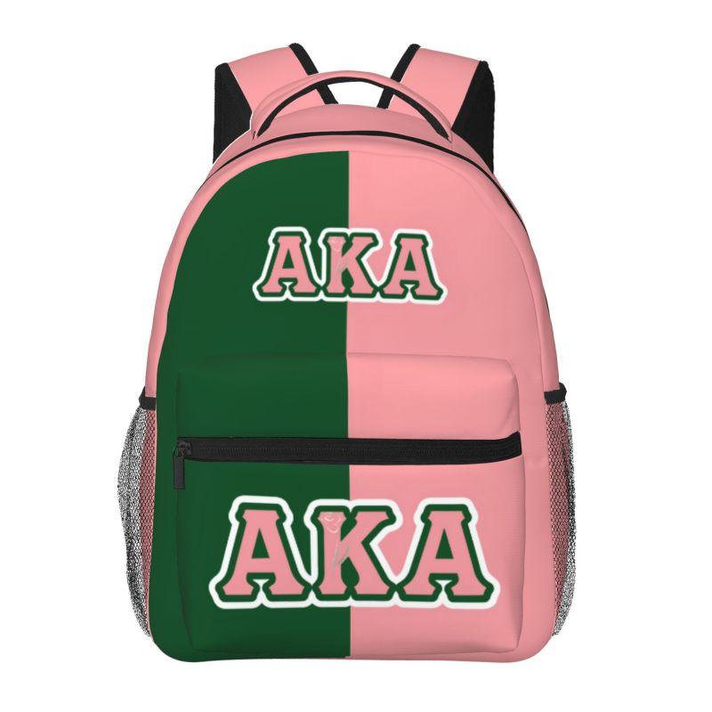 Pink & Green AKA Sorority 1908 Backpacks for Women Girls Travel Shoulder Bag School Laptop Bookbag Women Durable Casual Daypack