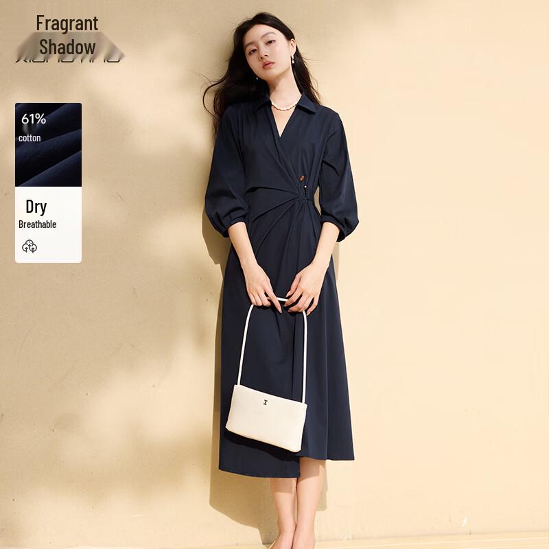 Xiangying Women s Seven-Sleeve Shirt Dress S