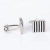 Curved Black Striped Metal Cufflinks Classic Business Men's French