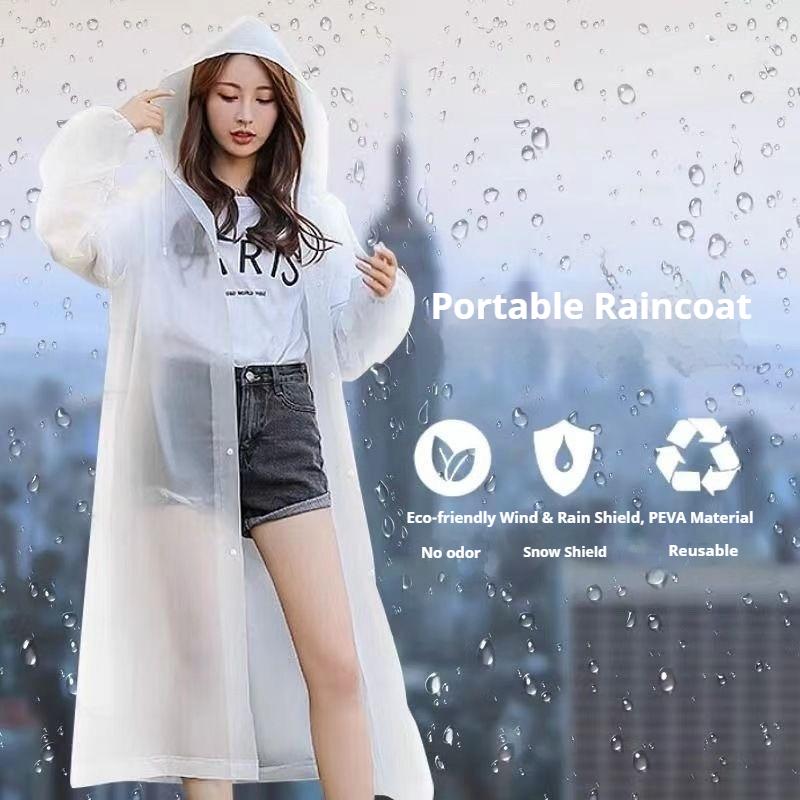 Unisex Long Heavy Duty Raincoat - Full Body Anti-Storm Rain Gear with Sleeves, Thick Hooded Poncho for Adults Outdoor