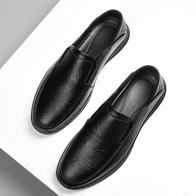 Mode Hohe Qualität Herren Freizeit Lederschuhe Herren Atmungsaktiv Retro Bequem Slipper Runde Zehenschuhe Herren Hochzeitskleid Loafers