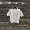 Shenjia 2026 Spring Solid Color Round Neck Knit Top with Brooch