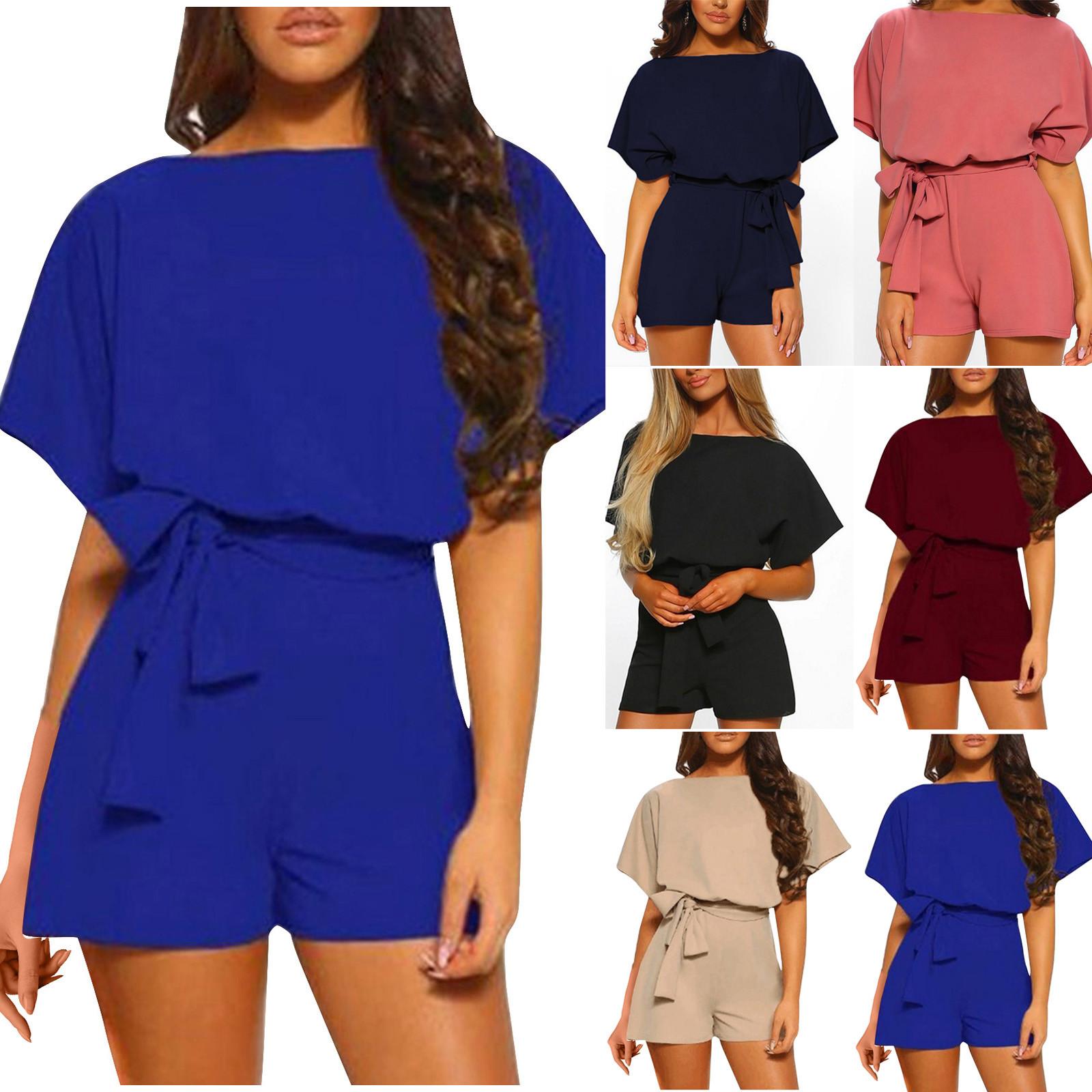 

Женский модный однотонный ремень с выдолбленным комбинезоном с коротким рукавом