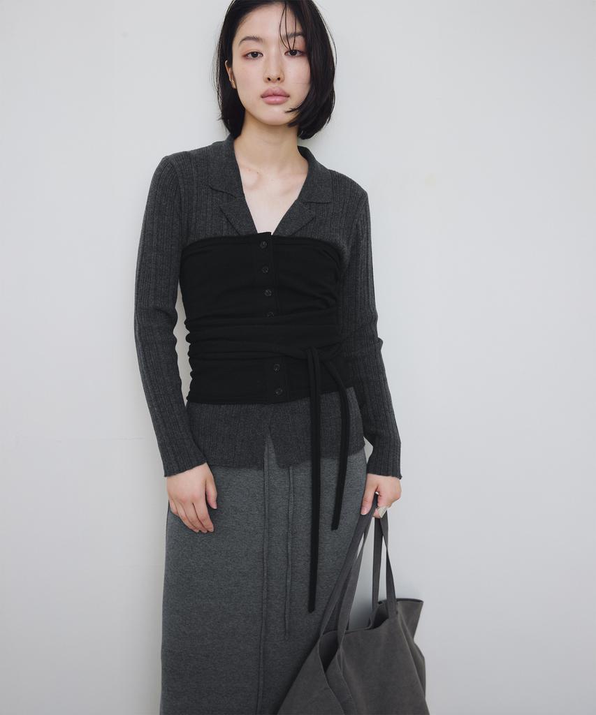Loutaideu Strap Tube Top Knit [Black]