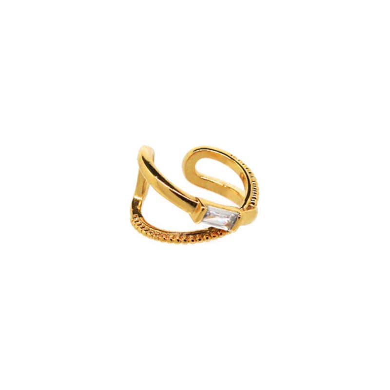 Shertz Cross Line Cubic Point Earcuff (14k)