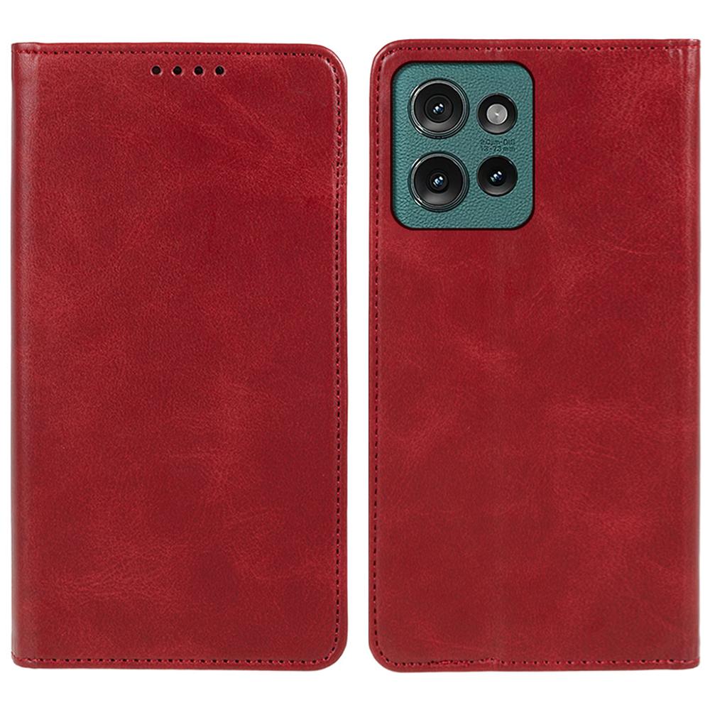 

For Motorola Edge 50 Neo 5G/Moto S50 5G/Thinkphone 25 5G Case Strong Magnetic PU Leather Phone Cover Calf Texture Red
