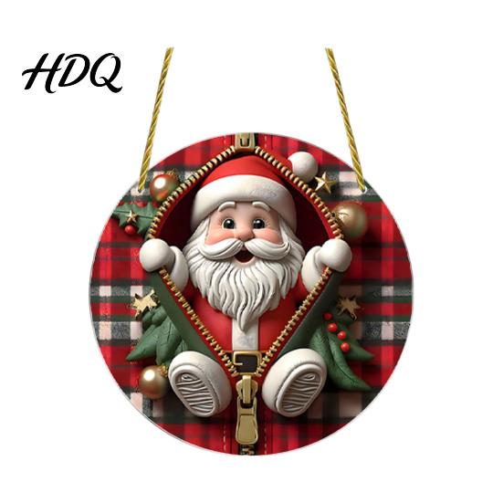 Unique Holiday Souvenir Gifts Double-sided Acrylic Christmas Hanging Ornaments Xmas Cartoon Snowman/Penguin/Gingerbread Man/Santa Claus Indoor