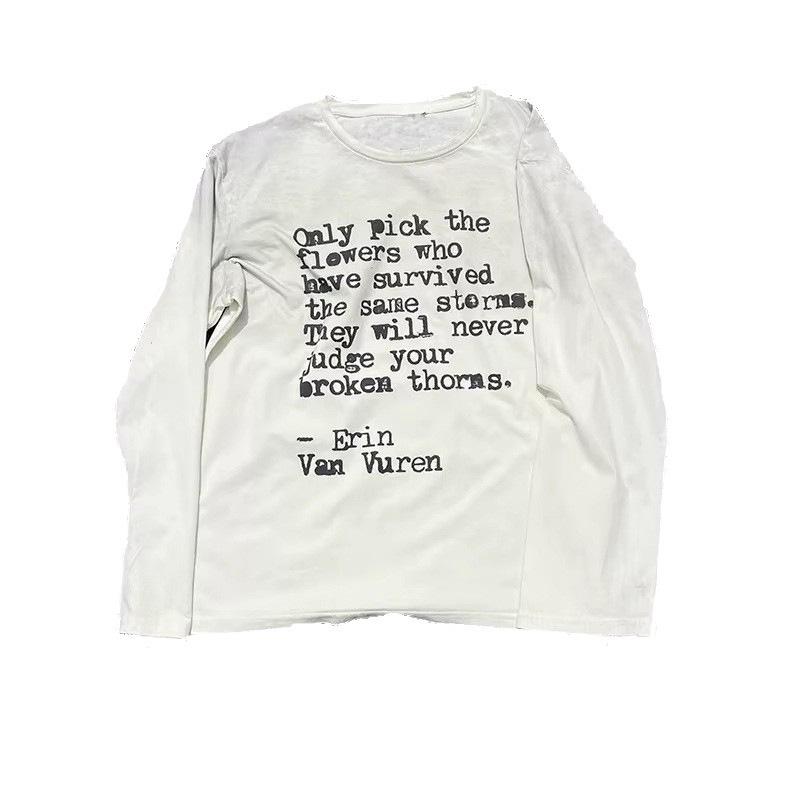 Y2K Street Style Unisex Rundhals Buchstabenprint Langarm T-Shirt