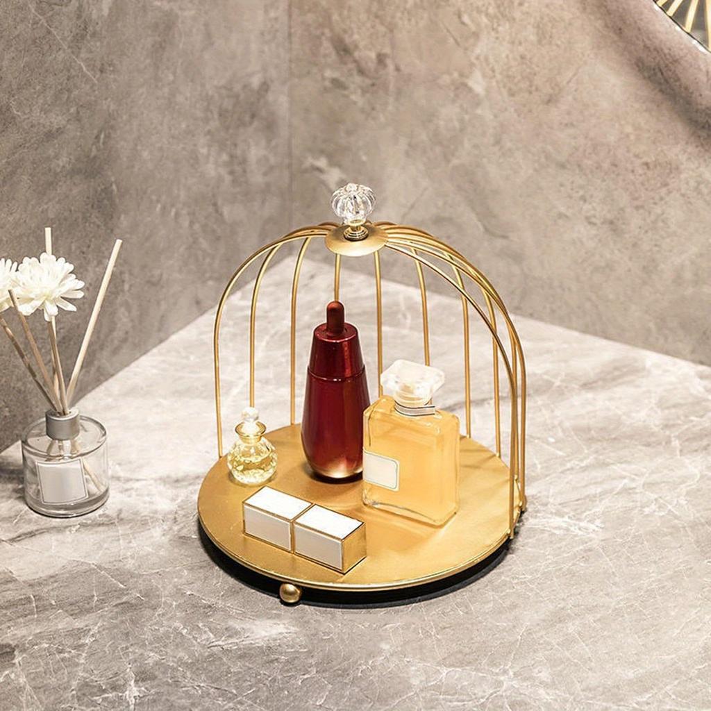 Single/double-layer 1pc Bathroom Skin Care Cosmetics Iron Bird Cage Storage rack,Jewelry Makeup Organizer Storage Rack Suitable for Girls.